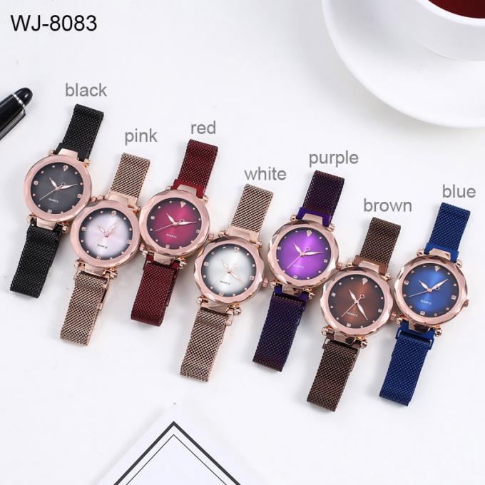 WJ-8359 Fashion Smart Purple 6 Colour Stainless Watch ساعت بند فلزی مغناطیسی