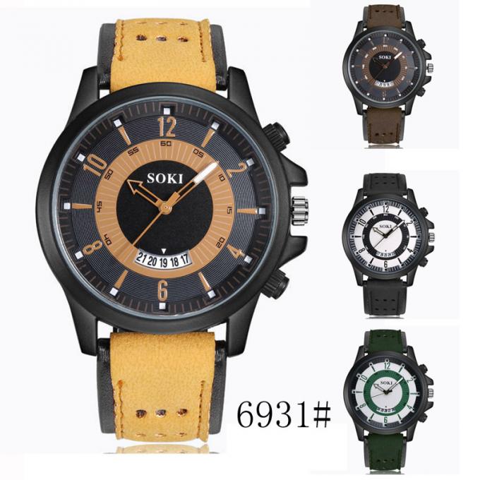 WJ-4723 طراحی جدید ساعت های چرمی کوارتز با چهره بزرگ ساعت های اسپرت با قیمت پایین مچ دست را شفاف می کند