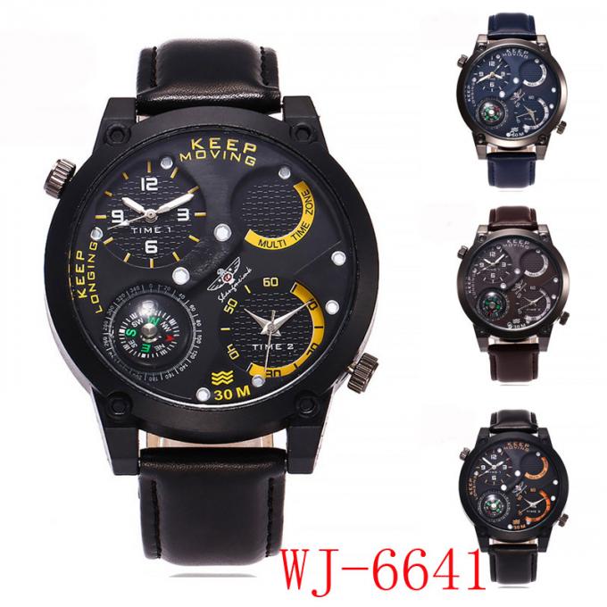 WJ-7126 ساعت کارخانه ساعت مچی و وال جوی چین فروش دستبند چرمی مردانه چرم بزرگ مچ دست گاه به گاه ساده