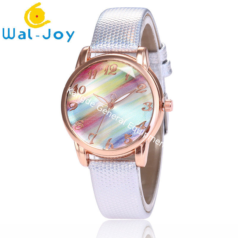 WJ-7801 Korean Fashion Belt Ultra-thin Ladies Watch Couple Table Rainbow Dial Harajuku Style Quartz Watch