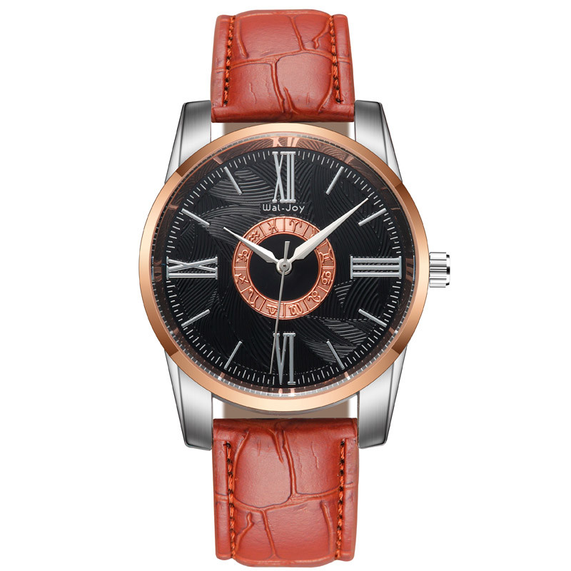 WJ-8106 Simple Leather Band Accept LOW MOQ Add Your Logo Custom Men Watches Wal-Joy Hot Sale Business Male Wrist Watch